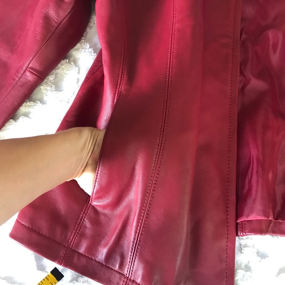 Nine West Separates Red Leather Jacket Size Large - Picture 9 of 16